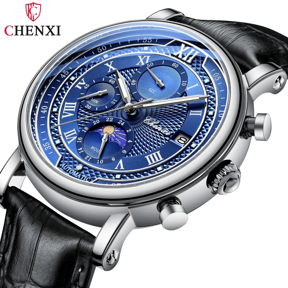 New Men\'s Chronograph Watch Top CHENXI Brand Casual Fashion Watches Sport Military Leather Quartz Wristwatches Business Male Clo