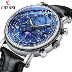 New Men's Chronograph Watch Top CHENXI Brand Casual Fashion Watches Sport Military Leather Quartz Wristwatches Business Male Clo