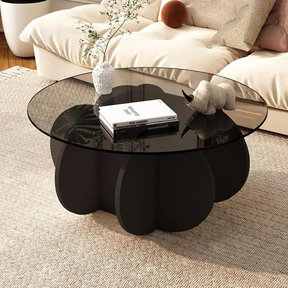 31.5 Round Glass Coffee Table for Living Room Mid Century Modern Coffee Table Unique Circle Center Table
