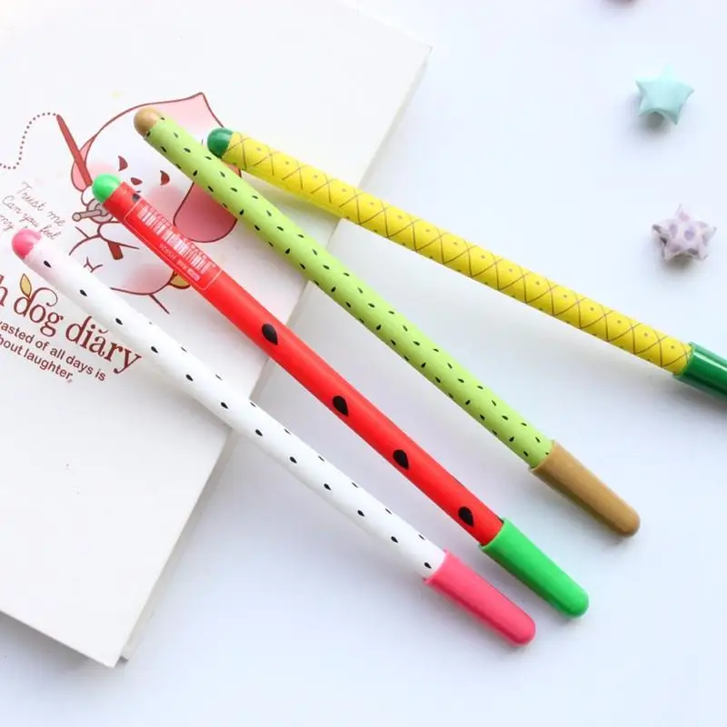 Kawaii Pen Candy Color Gel  Summer Fruit  s Black Ink Stylo Effacable Stationery