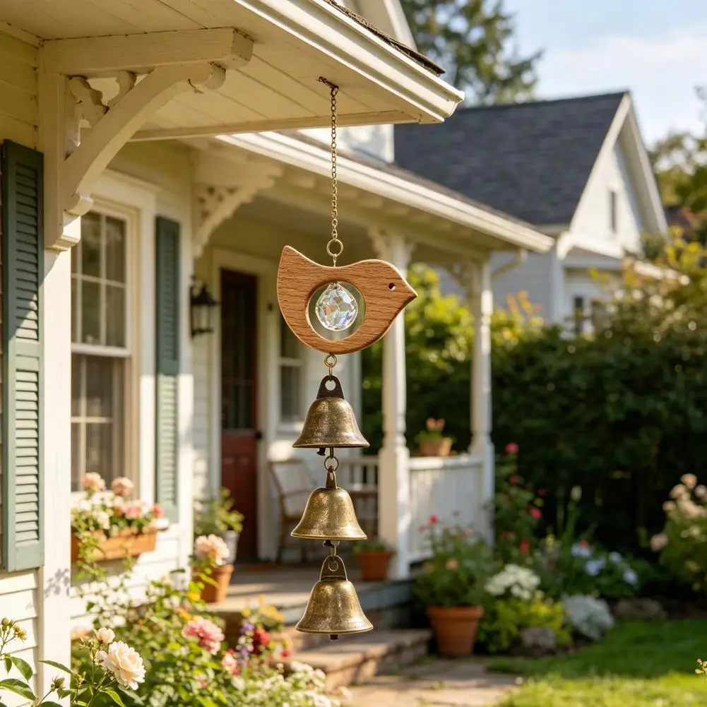 Indoor Wind Chimes Boho Decor Wind Chimes Prism Wind Chimes with Beech Wood Alloy Hanging Suncatcher Bell for Indoor Outdoor