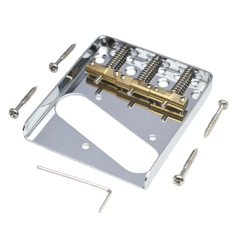 

TL Guitar Bridge System with 3 Screw Brass Saddle Enhanced Intonation Control for Guitars Silver-A31R