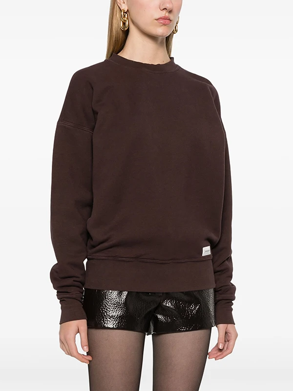 

Модный свитшот с круглым вырезом для пар, с вышивкой на левой груди, повседневный, удобный, хлопковый, с длинными рукавами