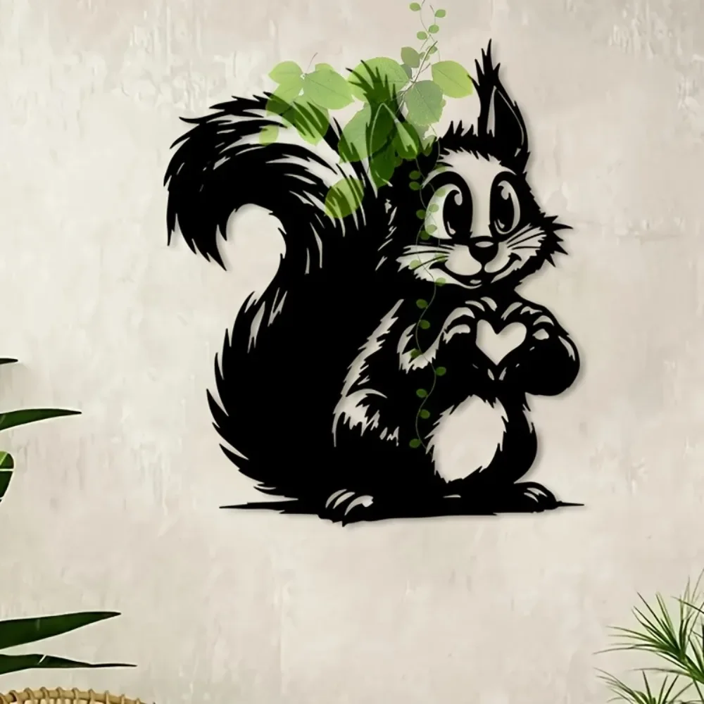 CIFBUY Iron Wall Art Squirrel Metal Sculpture Rustic Forest Animal Decor Outdoor Garden Mural Nature Lover Gift