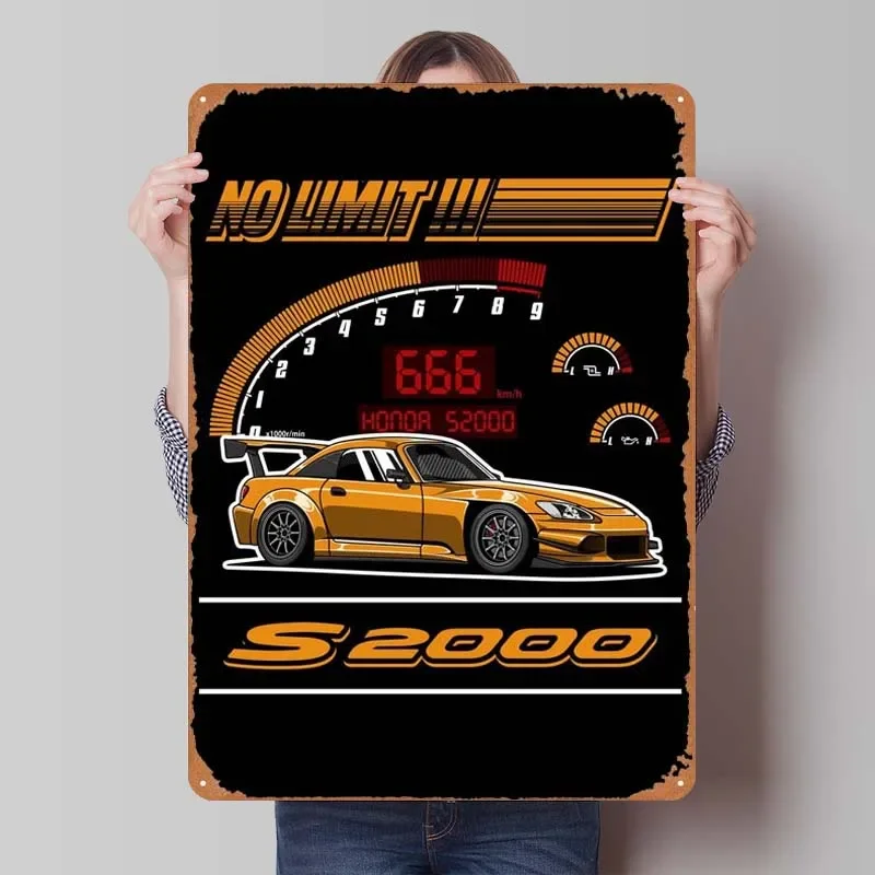 Honda S2000 Car Metal Sign Poster Bathroom Decor Vintage Tinplate Sign for Garage Wall Art Decoration Decorative Metal Plates