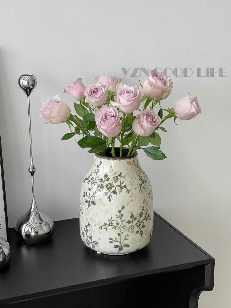 Vase ceramic underglaze color desktop ornament living room hydroponic flower arrangement creative high-end pastoral decoration