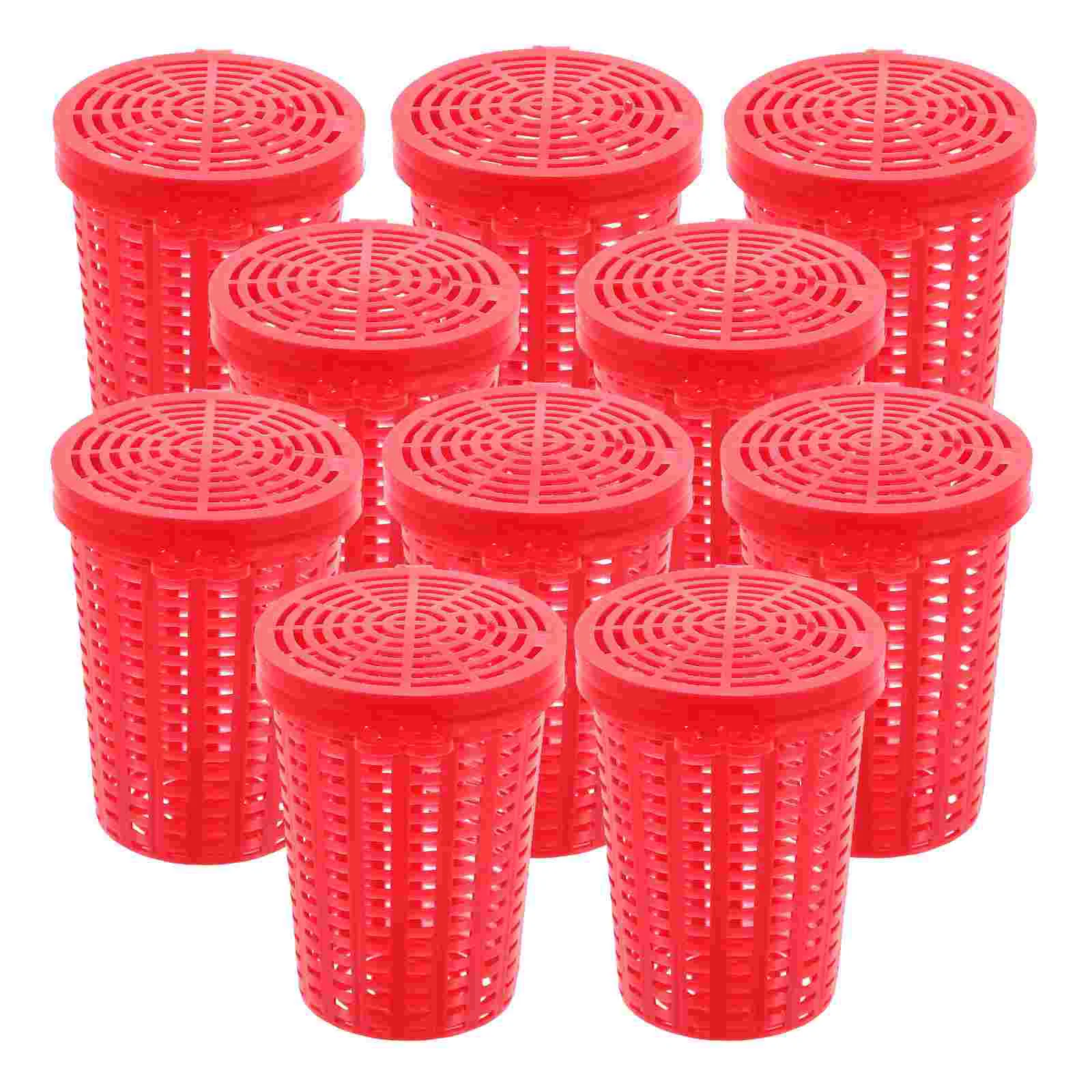 10 Pcs Fishing Bait Cage Trap Portable Outdoor Gear One Body Basket Tackle Red Small Crawfish