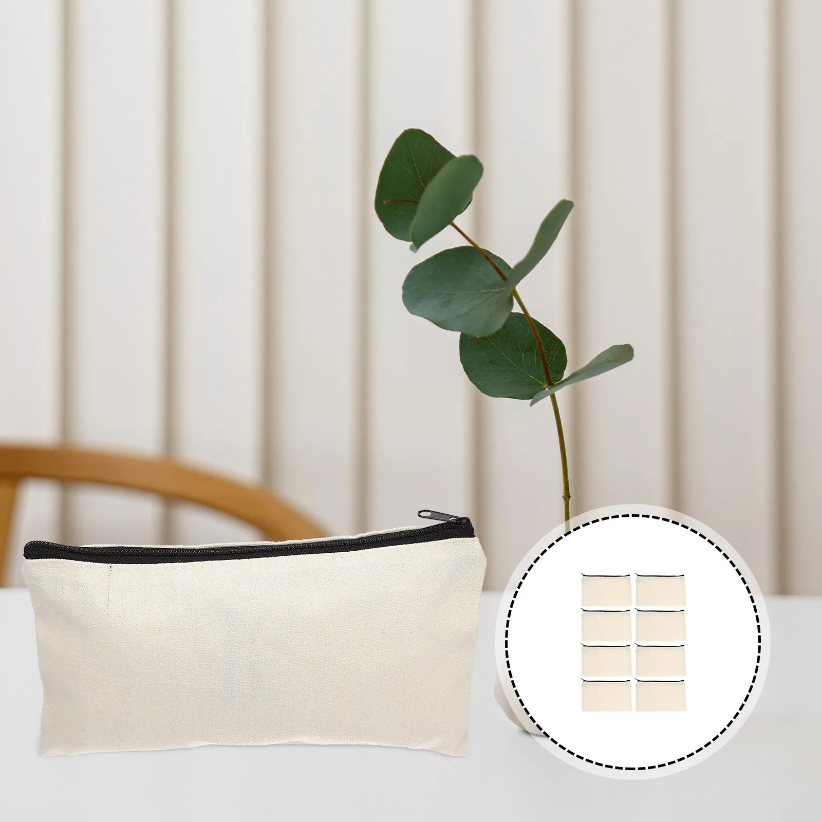 

12Pcs Canvas Pencil Cases Smooth Zipper Blank DIY Stationery Pouches Makeup Travel Organizer Multipurpose Storage Bag