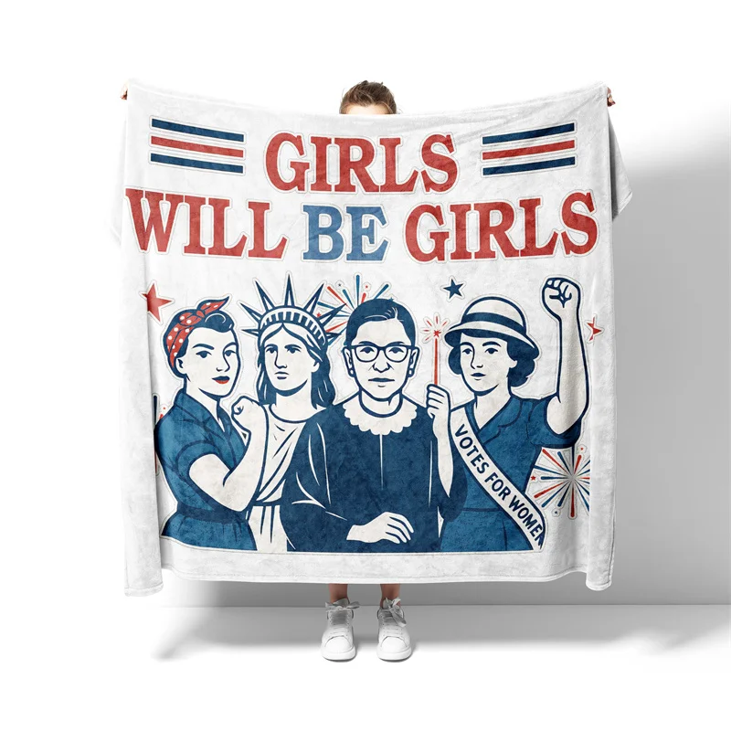 Aertemisi Girls Will Be Girls Vintage Feminism Pet Blanket for Small Medium Large Dog Cat Puppy Kitten Couch Sofa Bed