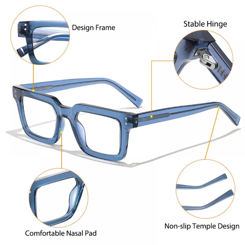 CATERSIDE Retro Herren Anti-Blaulicht-Brille Hochwertige Tr-90 Eckige Brillengestelle Damen Computer-Lese-Schutzbrille – Detail 1