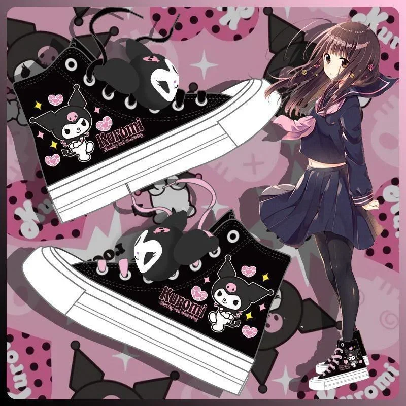 

Sanrio Series Shoes Summer Devil Kulomi Sweet and Cool Soft Girl High-top Canvas Shoes Girls and Students Japanese Casual Shoes