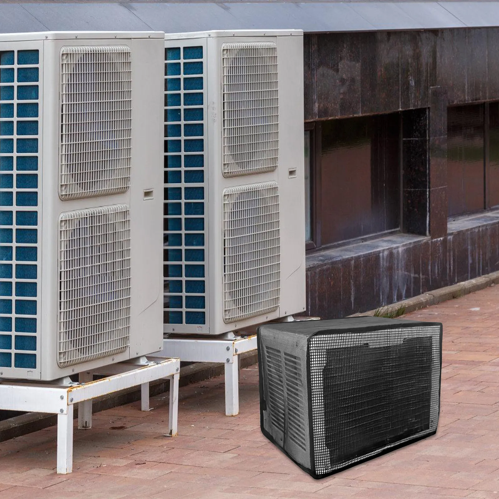 

U-Shaped Mesh Air Conditioner Cover for Window Units Outdoor Use Full Protection Against Leaves Dust and Debris Extends Lifespan