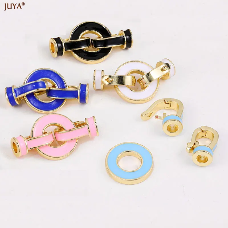 JUYA Enamel Copper Clasps Connector Fasteners For DIY Jewelry Making Needlework Beaded Bracelet Necklace Supplies Accessories