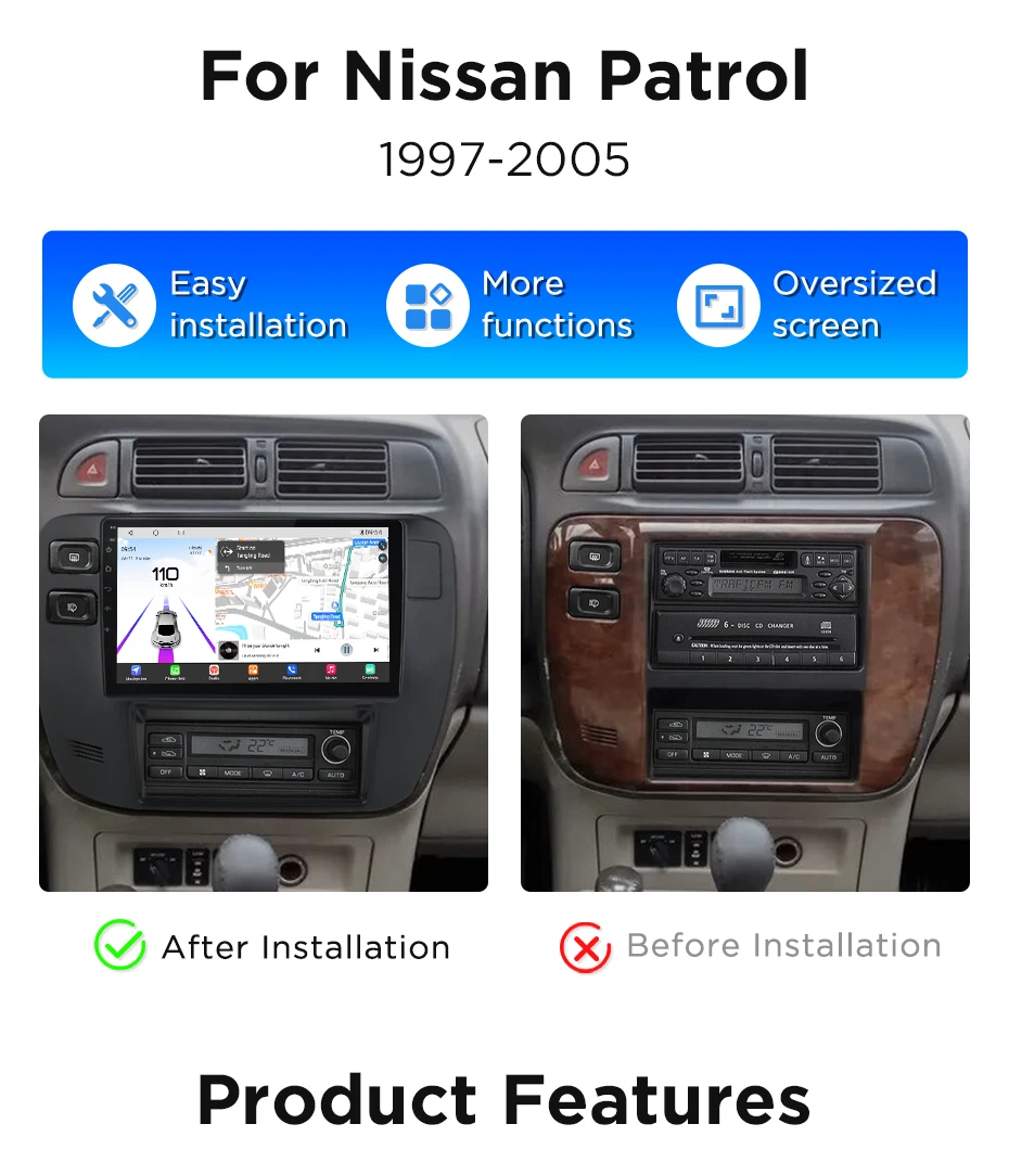 Junsun 360° ° Panorama Kamera Auto Radio Für Nissan Patrol V5 Y61 1997-05 Drahtlose CarPlay Bildschirm Android Auto Stereo GPS Navi RDS – Detail 6