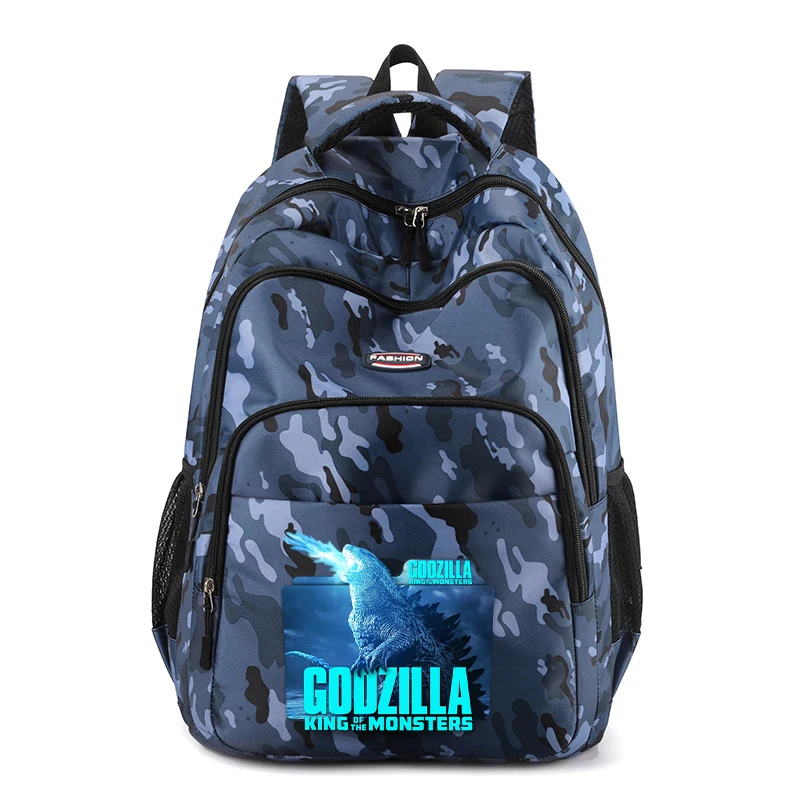 Godzilla Kong Student Backpack Cartoon Print School Bag Girl Boy Large Capacity Kid Bag Waterproof Knapsack School Supplies Gift