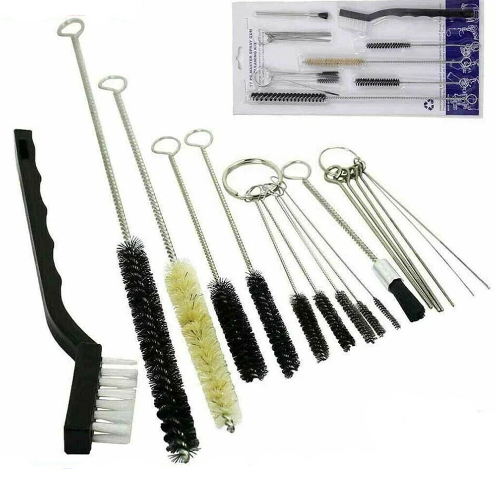 21Pcs Airbrush Paint Spray Gun Nozzle Tip Cleaner Tool Cleaning Brush Set Kit Multi-Purpose Clean Accessories Kit