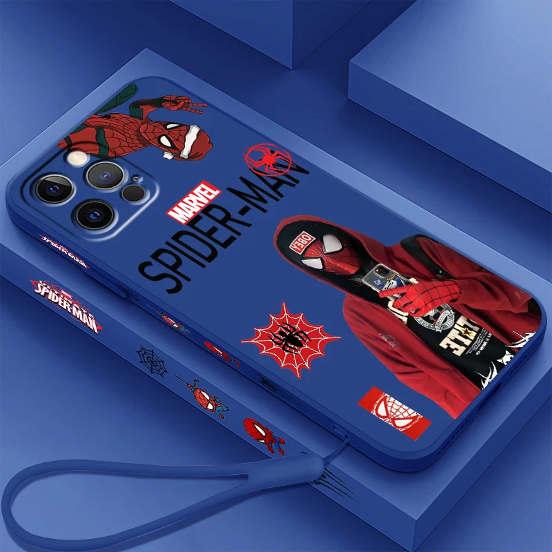 

Marvel Avengers Spider-Man Liquid Left Rope For Apple iPhone 15 14 13 12 11 XS XR X 8 7 SE Pro Max Plus Mini Back Phone Case