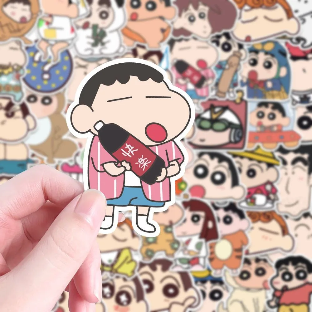 100pcs Cute Crayon Shin-chan Anime Stickers Cartoon Mobile Phone Cup Decoration Stickers Waterproof Stickers Decoration