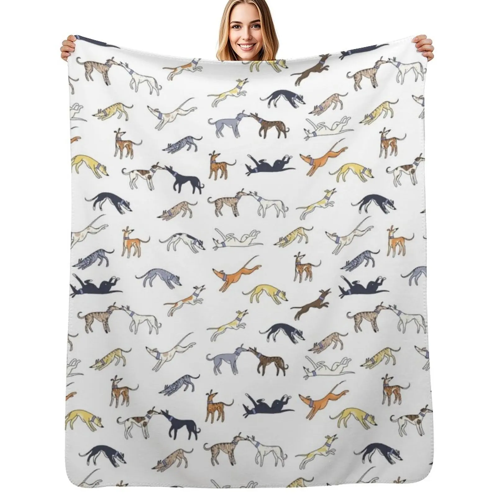 Leaps and Hounds (White) Throw Blanket Decorative Beds Sofas warm for winter Thins Cute Warm Blankets