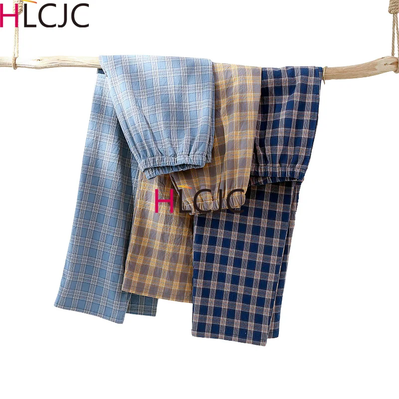 

Big Size XXL New 2023 Wash Cotton Men Sleep Bottoms Unisex Sleep Pants Plaid Simple Home Pants Men Spring Summer Pajamas Pants
