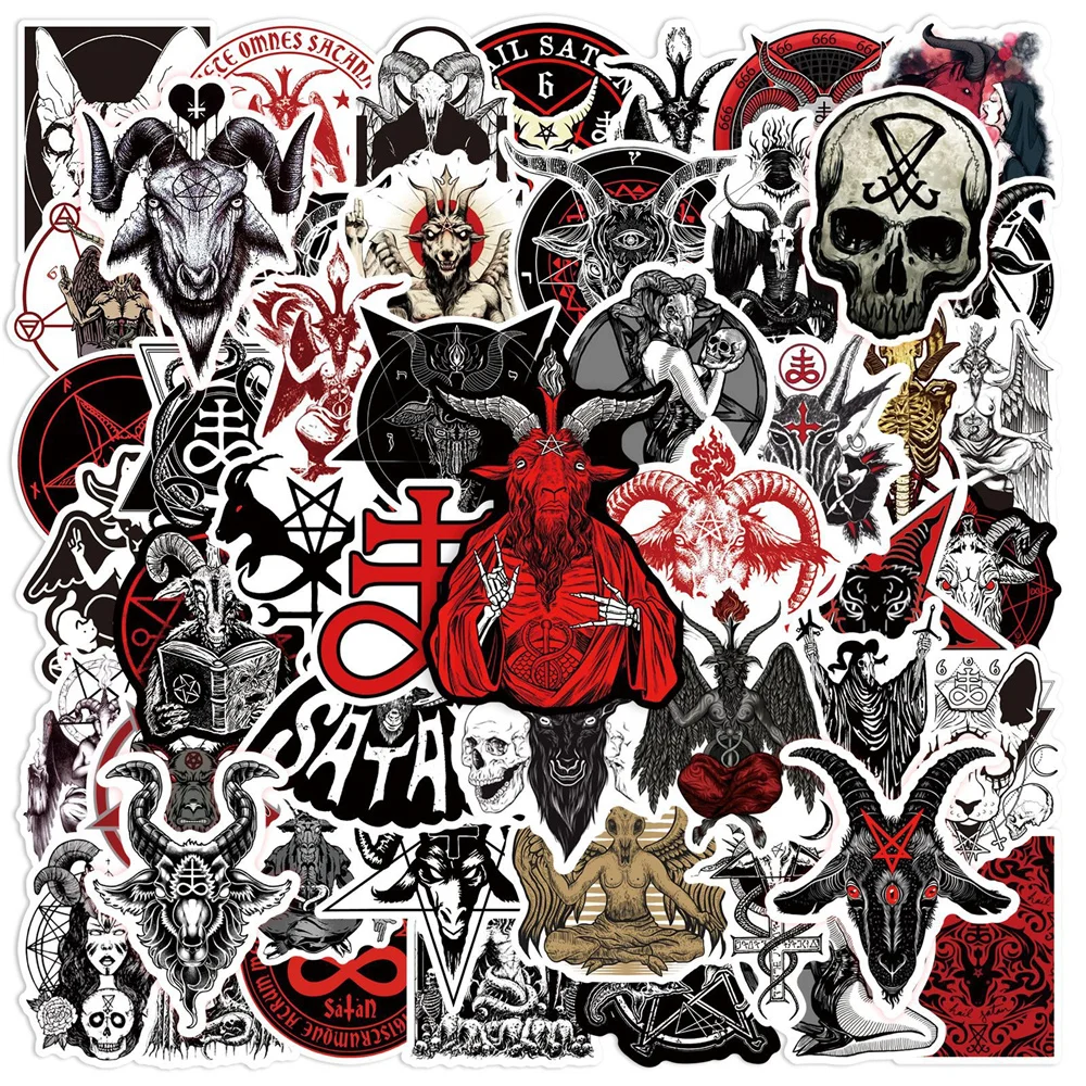 50pcs Devil Satan Stickers For Ipad Guitar Laptop Stationery Scrapbook Phone Suitcase Craft Supplies Gothic Vintage Sticker