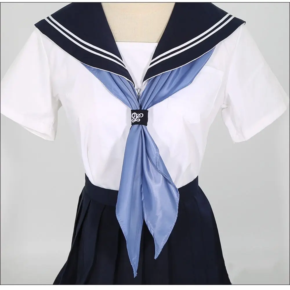 No-Tying Ring Buckle Triangle Scarf Pure Color Small Accessory JK Uniform Necktie Handmade Large Bow Tie Women’s Style