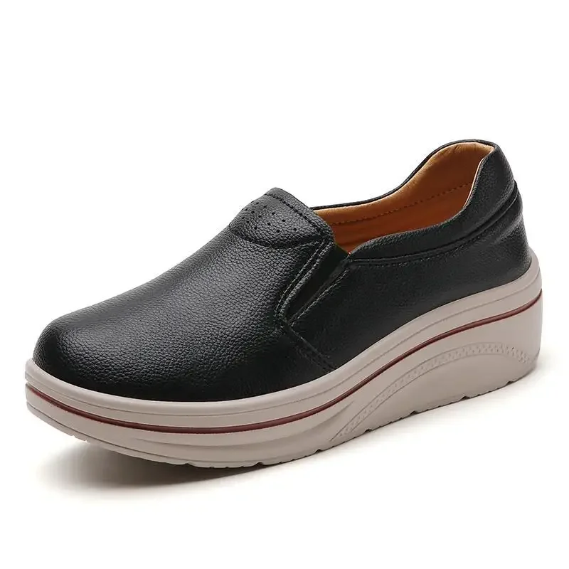 Mocasin flat bottom loafer leather beef tendon soft bottom mother casual flat sole single shoe soft surface