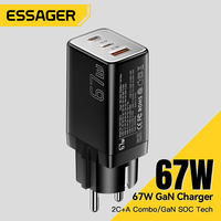 Essager GaN USB Type C Charger 67W 45W 33W KR EU Plug Fast Charging For Samsung iPhone 16 15 14 Pro Huawei Phone Laptop Chagers