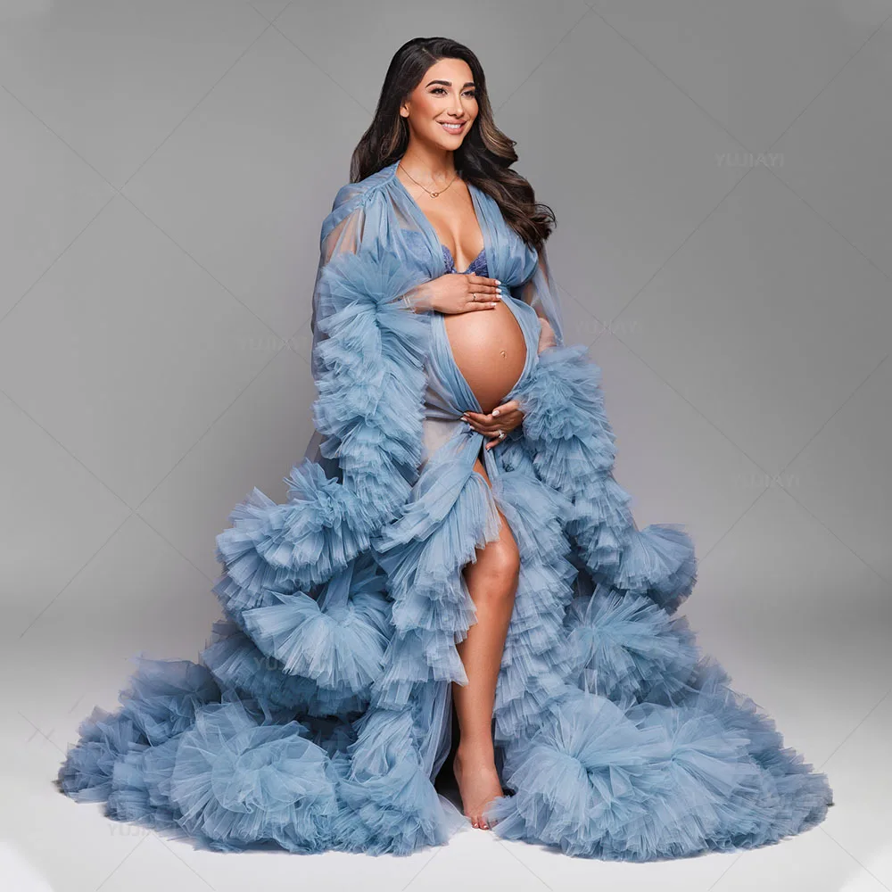 Vestidos de graduación personalizados de lujo para mujer, bata para Baby Shower, ropa de dormir para novia, vestido para sesión de fotos de embarazada, aniversario de boda