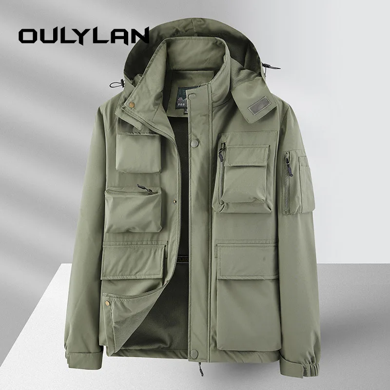 

Casual Plus Size Loose Workwear Outdoor Hiking Work Coat Men's Multi Pocket Waterproof Windproof Jacket Coat