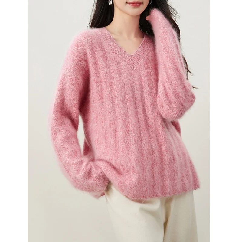 

Зимний кашемировый шерстяной вязаный свитер женский с v-образным вырезом мягкие теплые базовые пуловеры с длинными рукавами