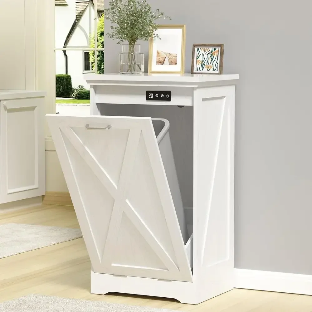 

13 Gallon Hidden Kitchen Trash Cabinet with Deodorizing & Negative Ion Technology for Kitchen, Dining, Living Room, White