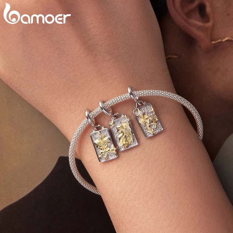 

Подвески-шармы Bamoer из стерлингового серебра 925 пробы с цирконием, 12 знаков зодиака, астрологические украшения для создания браслетов своими руками