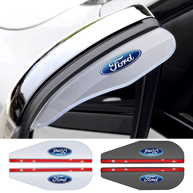 2PCS Car Rearview Mirror Decorative Sticker Logo Decals For Ford Mustang Raptor Fiesta Focus 2 3 4 Mondeo Ecosport Kuga Fusion