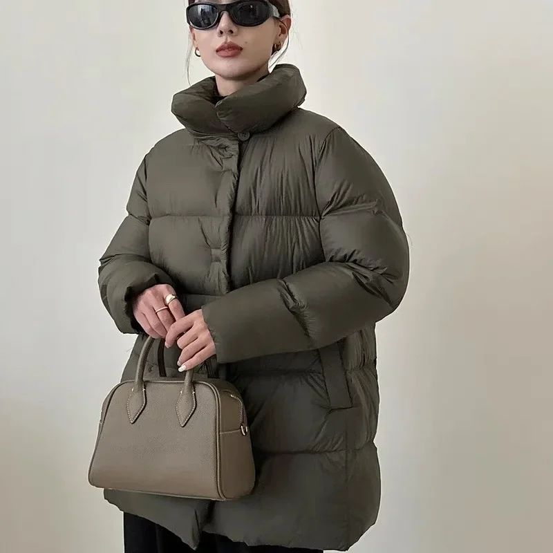 Wintermode Damen Daunenjacke Pendeln High Street winddichte weiße Entendaunenjacke