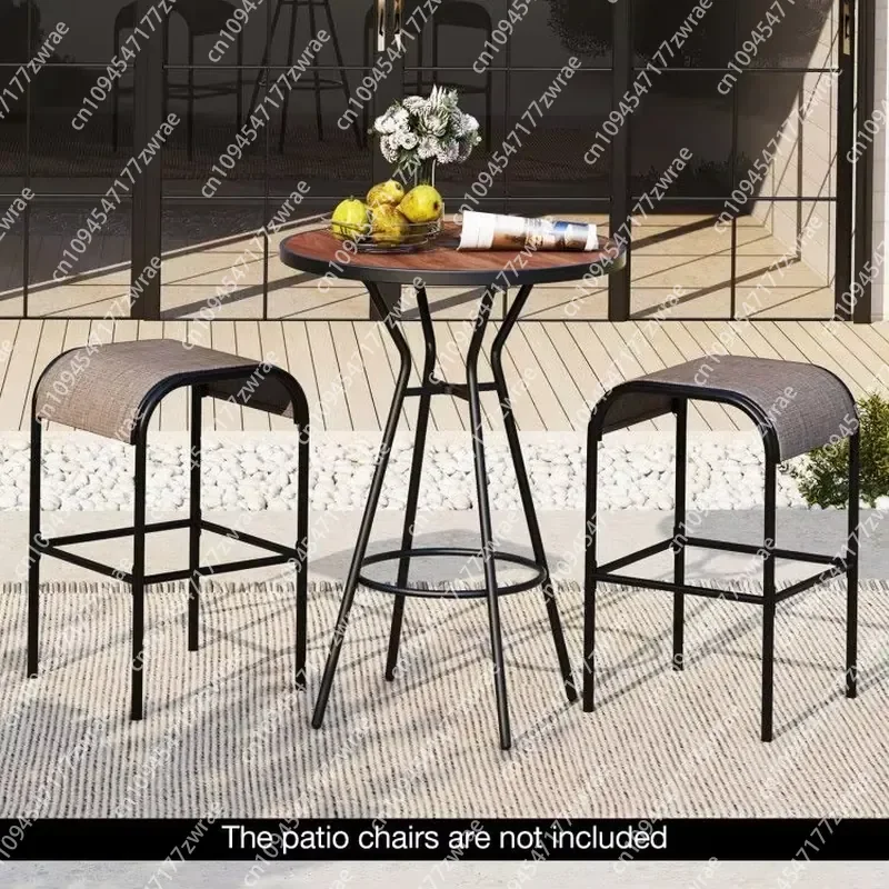 28-Inch Outdoor Bar Table with Wood-Like Tabletop for Patio Furniture for Backyard Garden Use