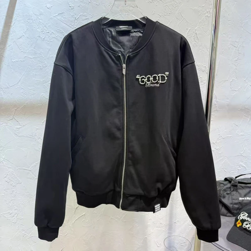 

American Fashion Thin Casual Goodbrand Jacket 2025 Zipper Cardigan Coat Men Women Exquisite Pearl Design GOOD Baseball Jacket