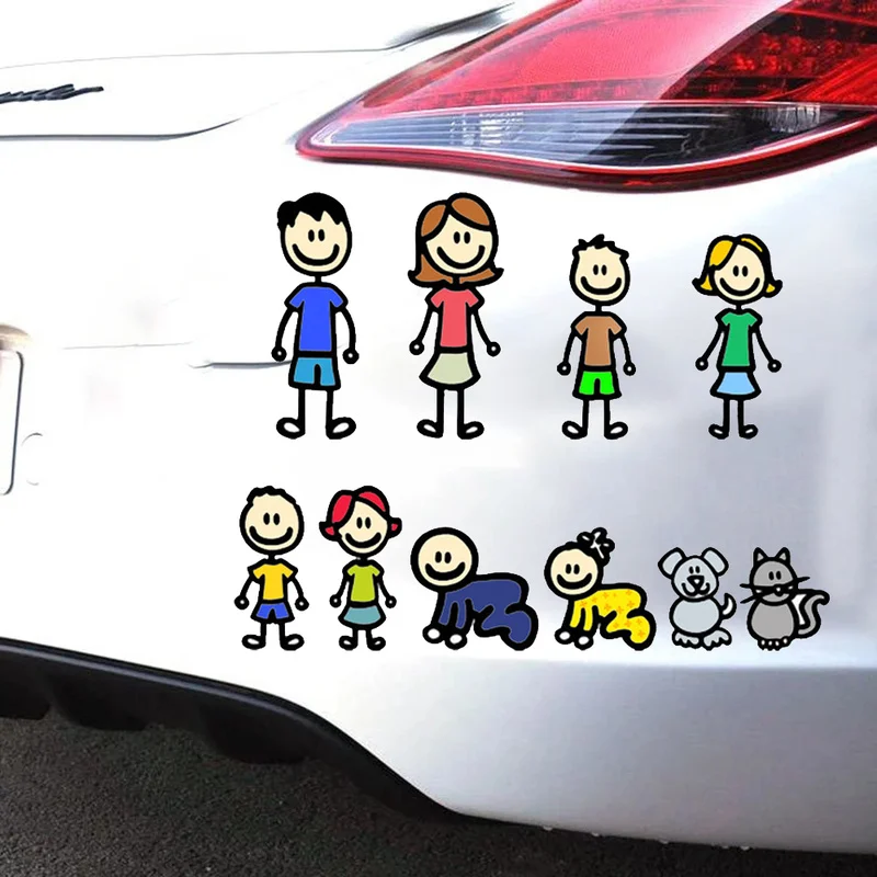 Happy Family Car Sticker Children Play Decals Car Body Styling Cartoon Vinyl Decal Funny Decoration Auto Stickers Accessories