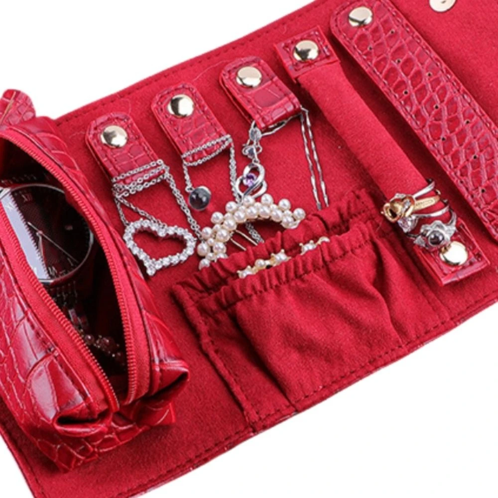 

Alligator Pattern Leather Jewelry Case Detachable Anti Bumping Travel Jewelry Organizer Necklace Large Capacity