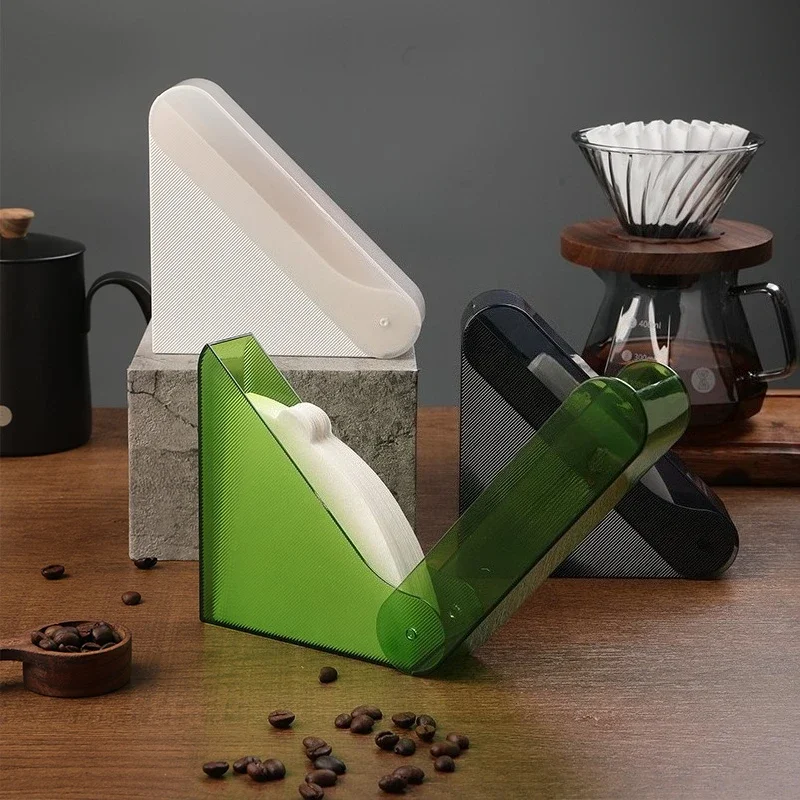 2025 New fan coffee filter paper storage box, hand-brewed dust-proof V01 filter paper organizer, brewing accessories