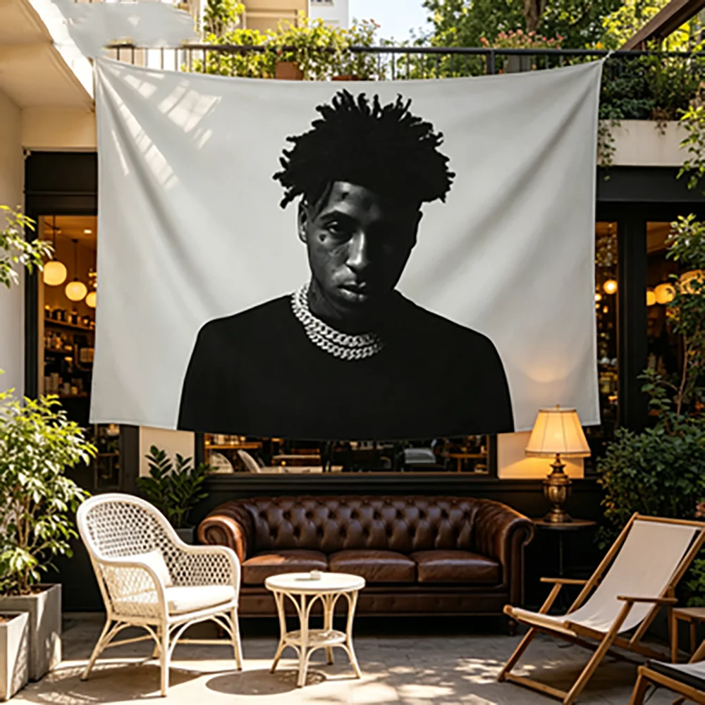 1pc YoungBoy Rapper Collage Tapestry Polyester 2D Flat Wall Hanging Hip-Hop Fan Bedroom Decor Trendy Streetwear Vibe