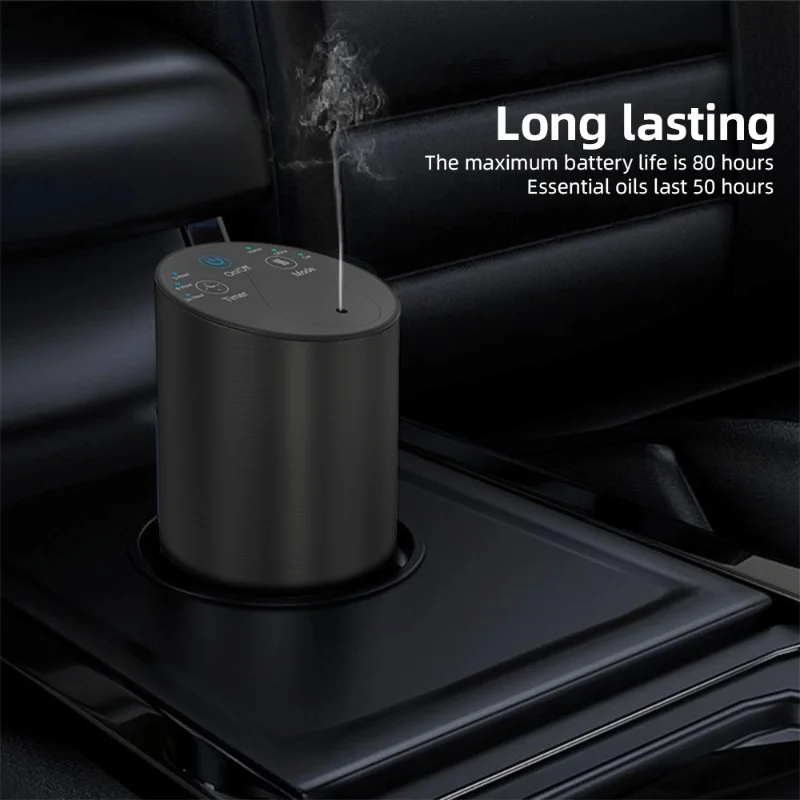 Cordless Car Essential Oil Diffuser USB Aroma Vaporizer Super Quiet Waterless Type-C & Battery Powered With Adjustable Mist