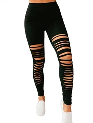 New European And American Solid Color Simple Milk Silk Leggings Nine Points Fashion Tight Black Broken Nine Points Pants Women