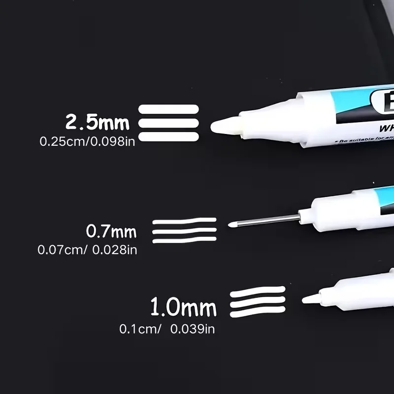 

1pc White Permanent Marker Pens 0.7/1.0/2.5MM Paint Marker For Wood Rock Plastic Leather Glass Stone Metal Deep Hole Marker
