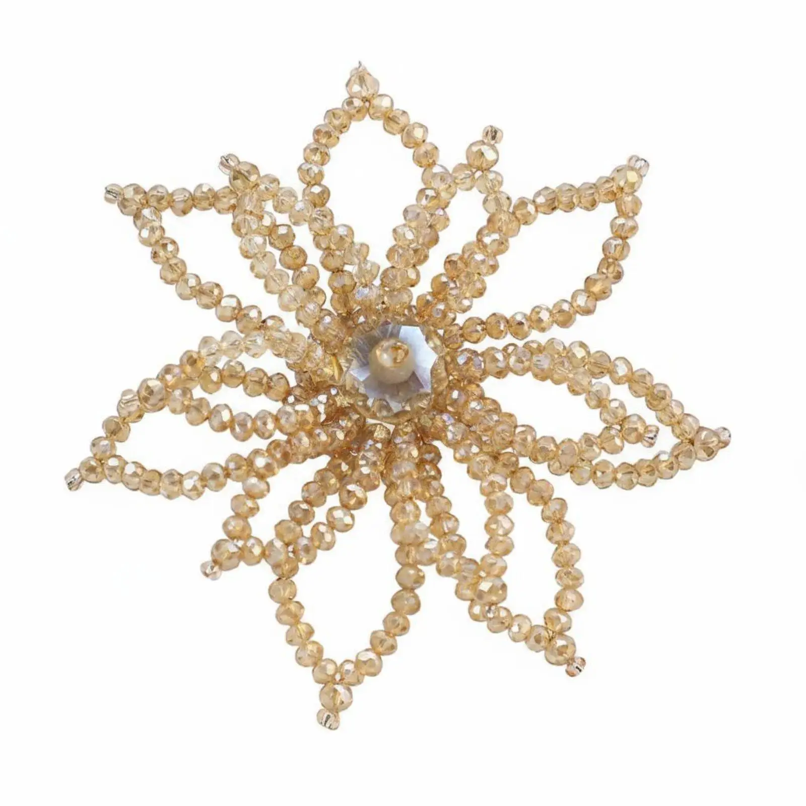 Luxury Crystal Brooch Floral Sew on Embellishment for Garment Decoration Rhinestone Beaded Craft Accessory Pin