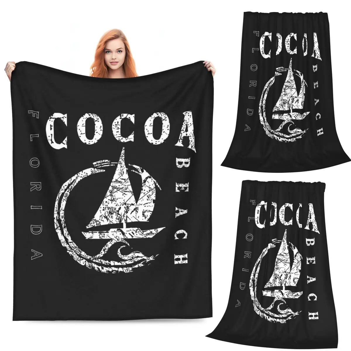 Cacao Beach Florida velero yate de vela manta ondulada náutica manta de lana para sofá ropa de cama viaje