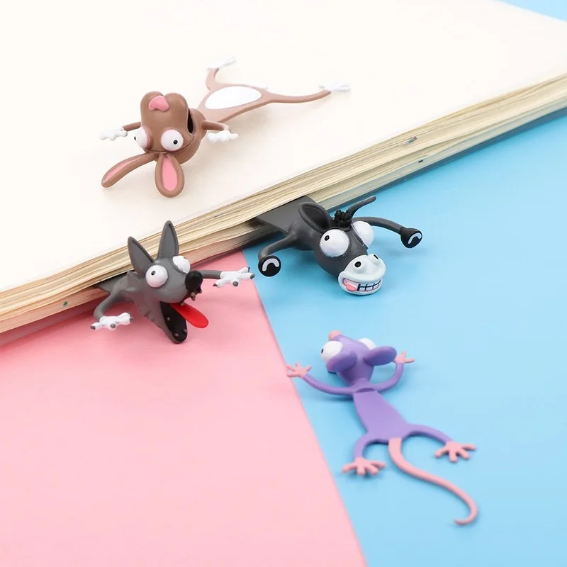 Marque-pages animaux de dessin animé 3D, matériau PVC, marqueur de livre créatif, bureau, école, beau cadeau