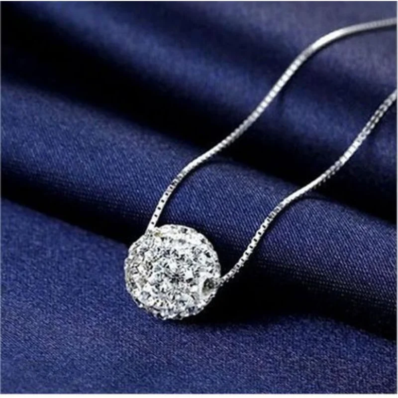 Trendy Lucky Ball Pendants Necklaces for Women Rose White Gold Color Crystal Fashion Jewelry for Girls Xmas Gift Party Jewelry image 2