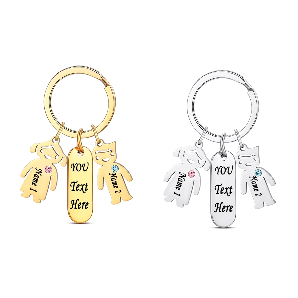

Personalized Keychains Customizable with Names, Texts Boy Girl Key Chain Family Mother Kid Child Gift Stainless Steel Jewelry