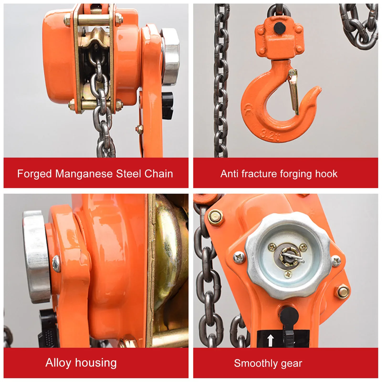 Lever Chain Hoist 1.5T 3300LBS Load Capacity 2.5M Manual Ratchet Chain Puller Hoist for Transportation Construction